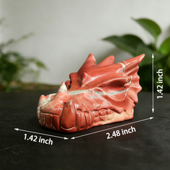 2.5 inch Red Jasper Chinese Dragon Skull Jade Sculpture- Hand Craved Natural Jasper — view 2