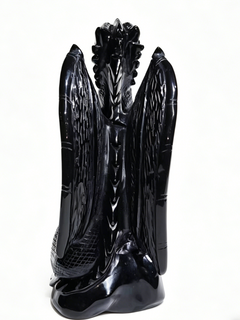 Obsidian Winged Dragon on Crystal Skull – Protection Stone — view 4