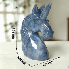 Blue Aventurine Unicorn Head Carving – Gemstone — view 2