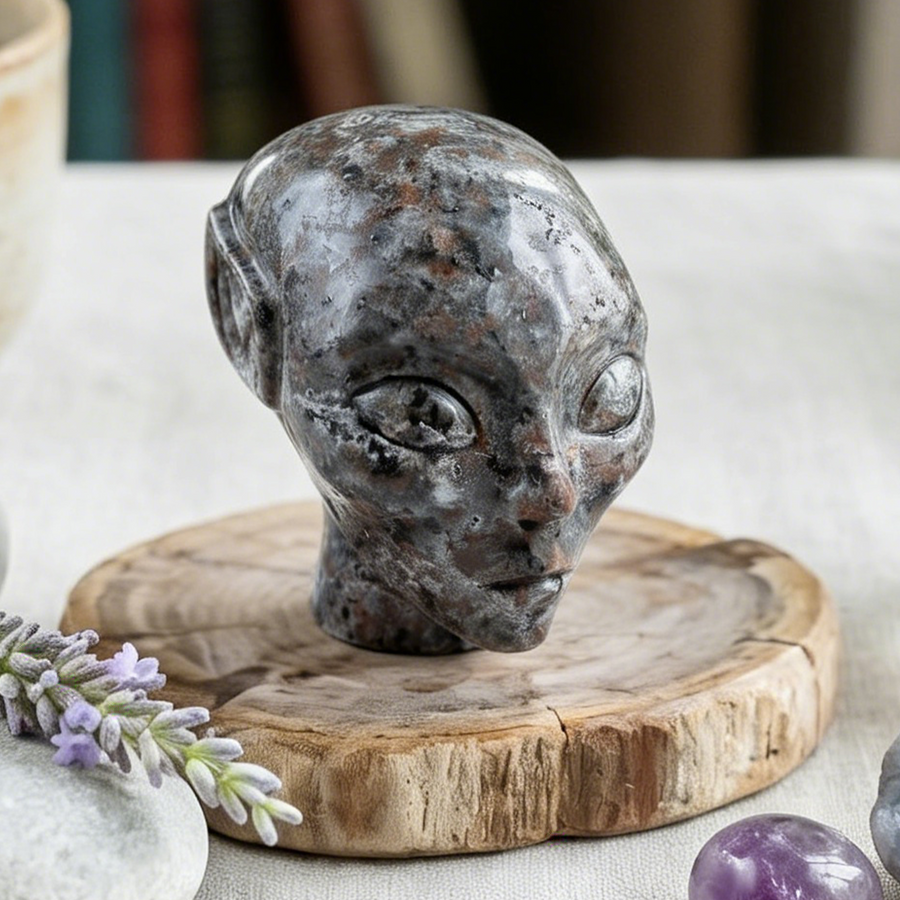 3 Inch Fire Stone Alien Crystal Skull – Gemstone — view 1