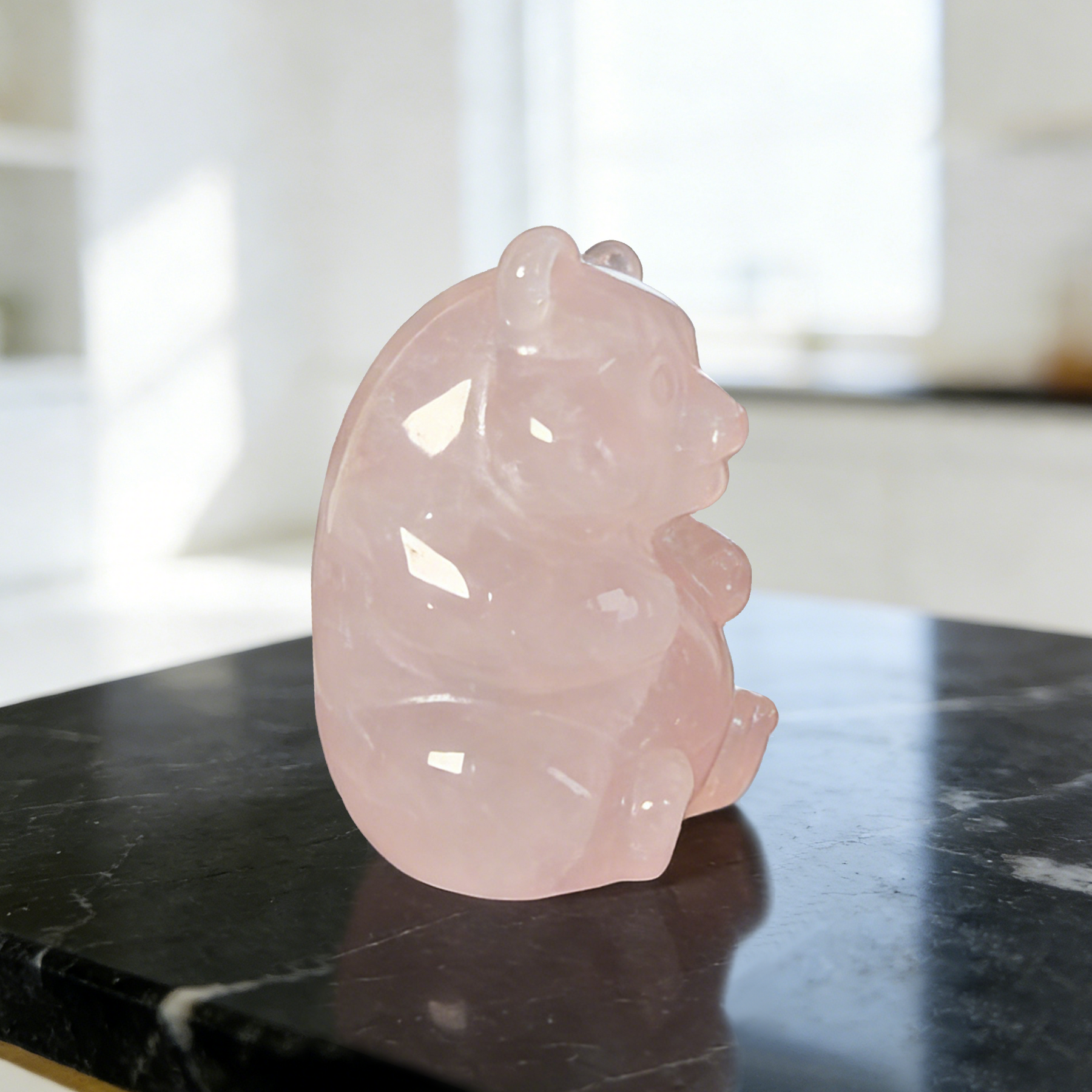 Rose Quartz Bear Carving – Gemstone Sculpture — view 5