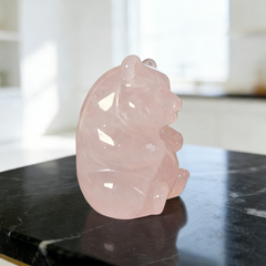 Rose Quartz Bear Carving – Gemstone Sculpture — view 5