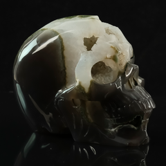 6.5 inch Carved Geode Agate Skull - Sculpture Carving — view 5