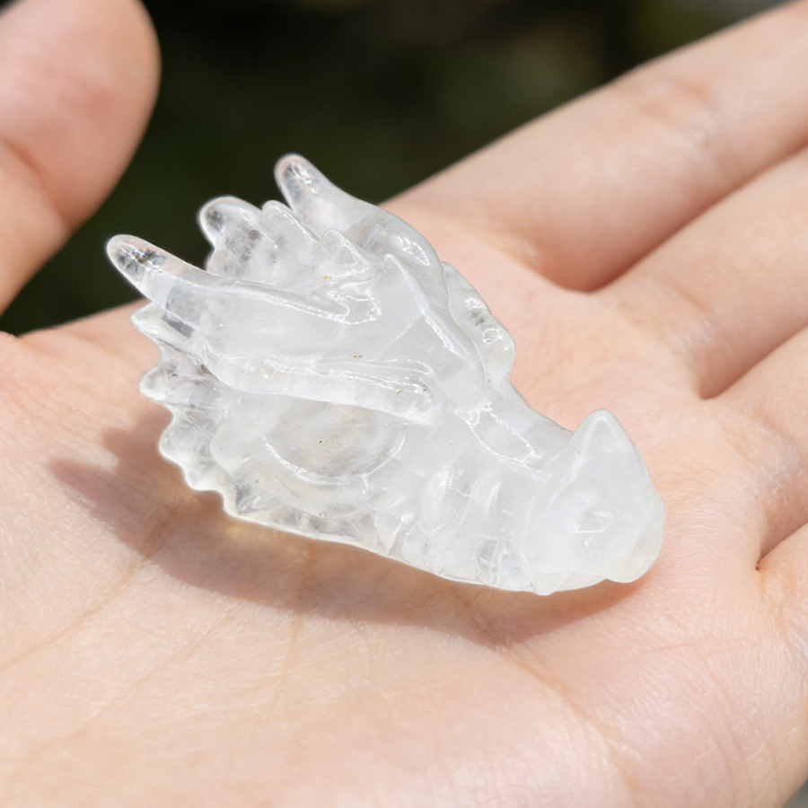 2 inch Angolan Quartz Chinese Dragon Skull - Natural Angolan Quartz Carving — view 1