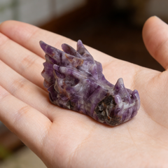 2 inch Dream Amethyst Chinese Dragon Skull - Natural Amethest Sculpture — view 1