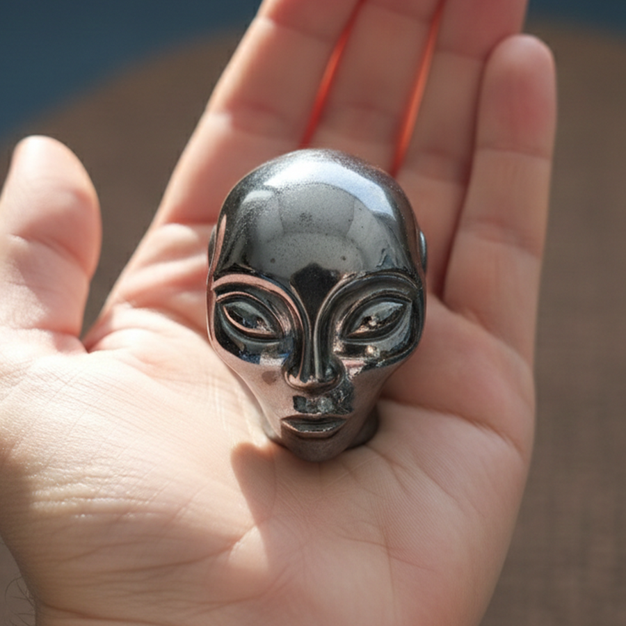2 Inch Tektite Alien Crystal Skull – Mini Stone Skull — view 1