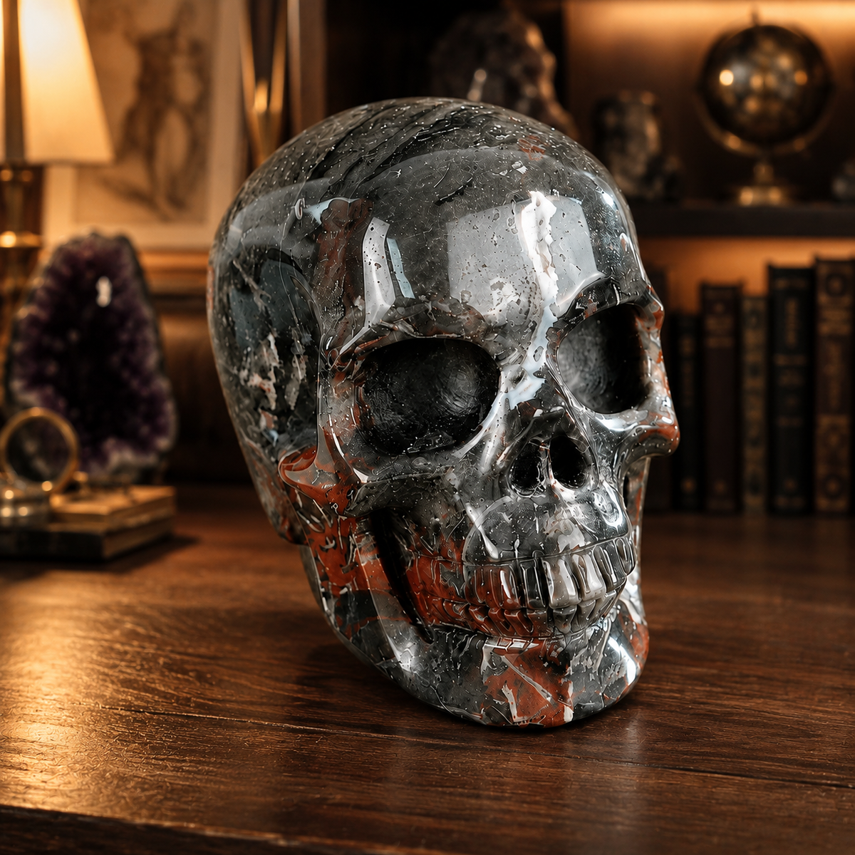 2,2 Zoll roter Crazy Lace Achat Totenkopf