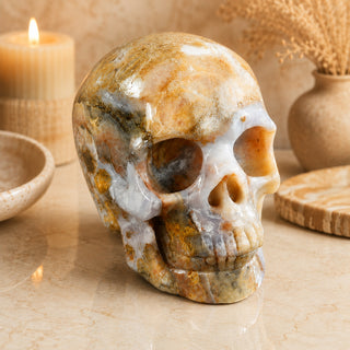 3-inch Blue Flower Agate Skull