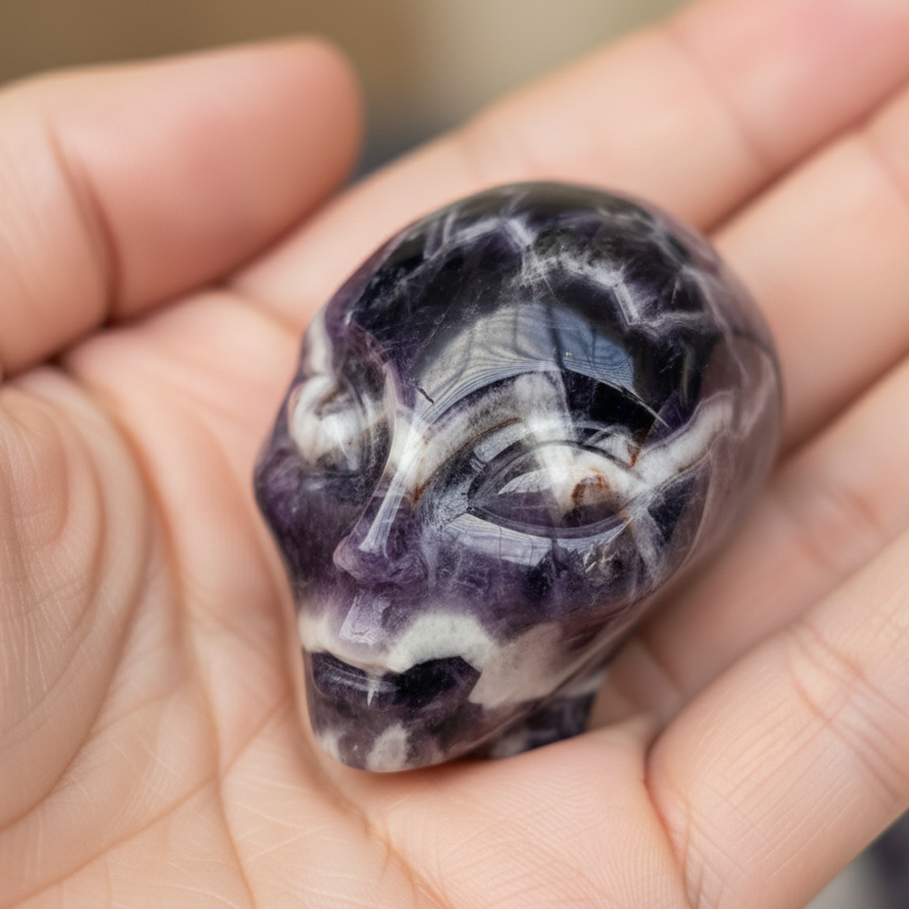 2 Inch Dream Amethyst Alien Crystal Skull – Skull — view 1