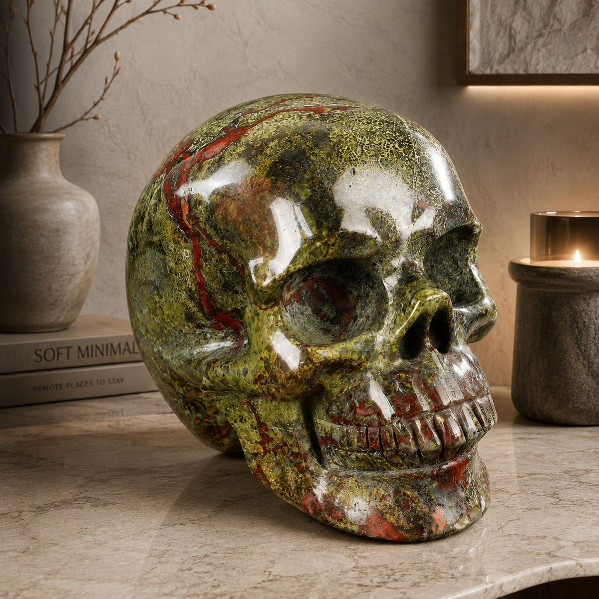 4.5-inch Dragon Blood Jasper Skull