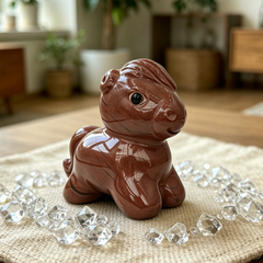 Red Jasper Cartoon Pony Carving — view 1