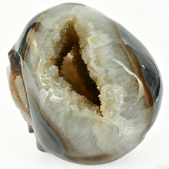 7.8 inch Carved Geode Agate Skull - Sculpture Carving — view 8