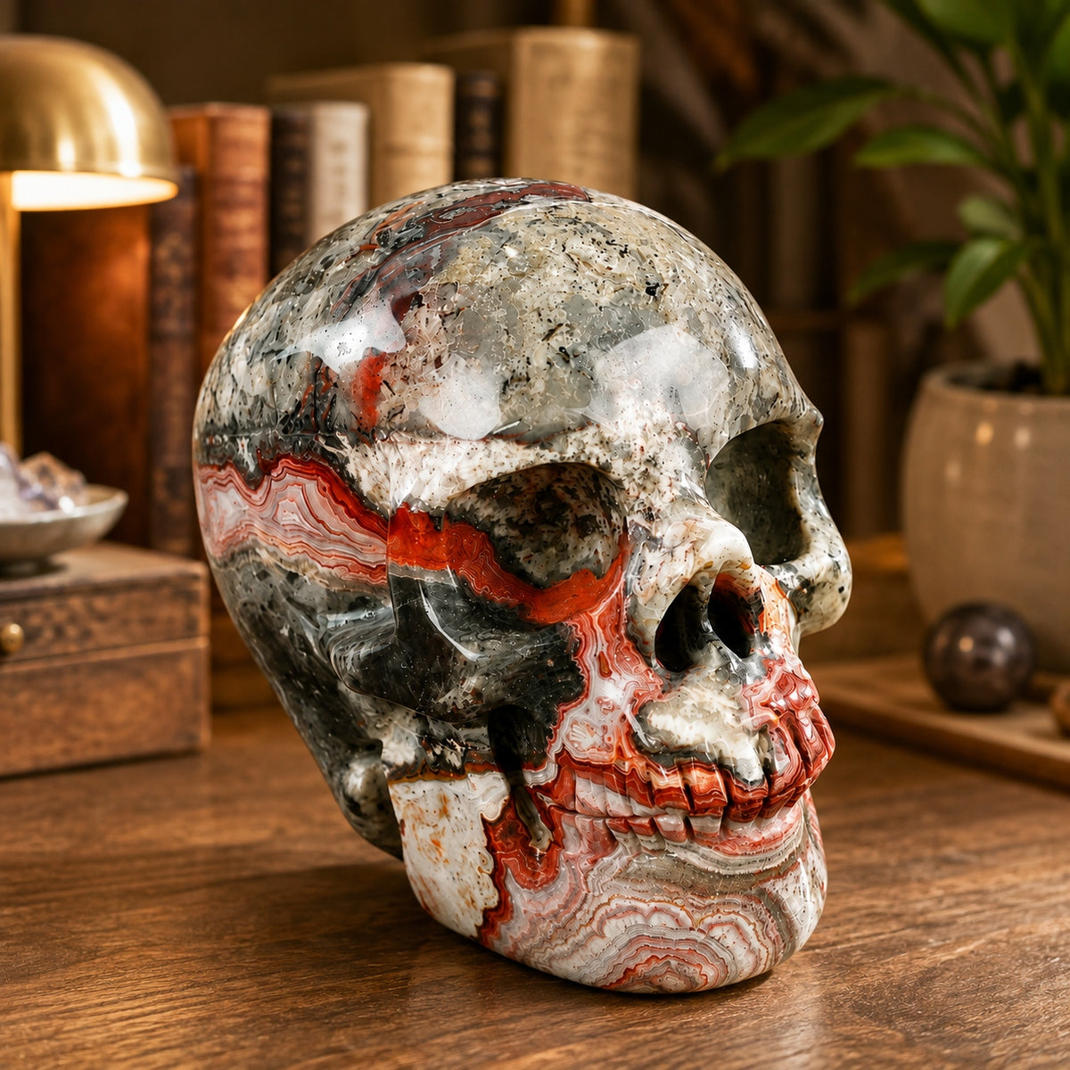 4.5-inch Red Crazy Lace Agate Skull