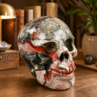 4.5-inch Red Crazy Lace Agate Skull