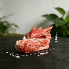 2 inch Red Jasper Chinese Dragon Skull Jade Sculpture- Hand Craved Natural Jasper — view 2