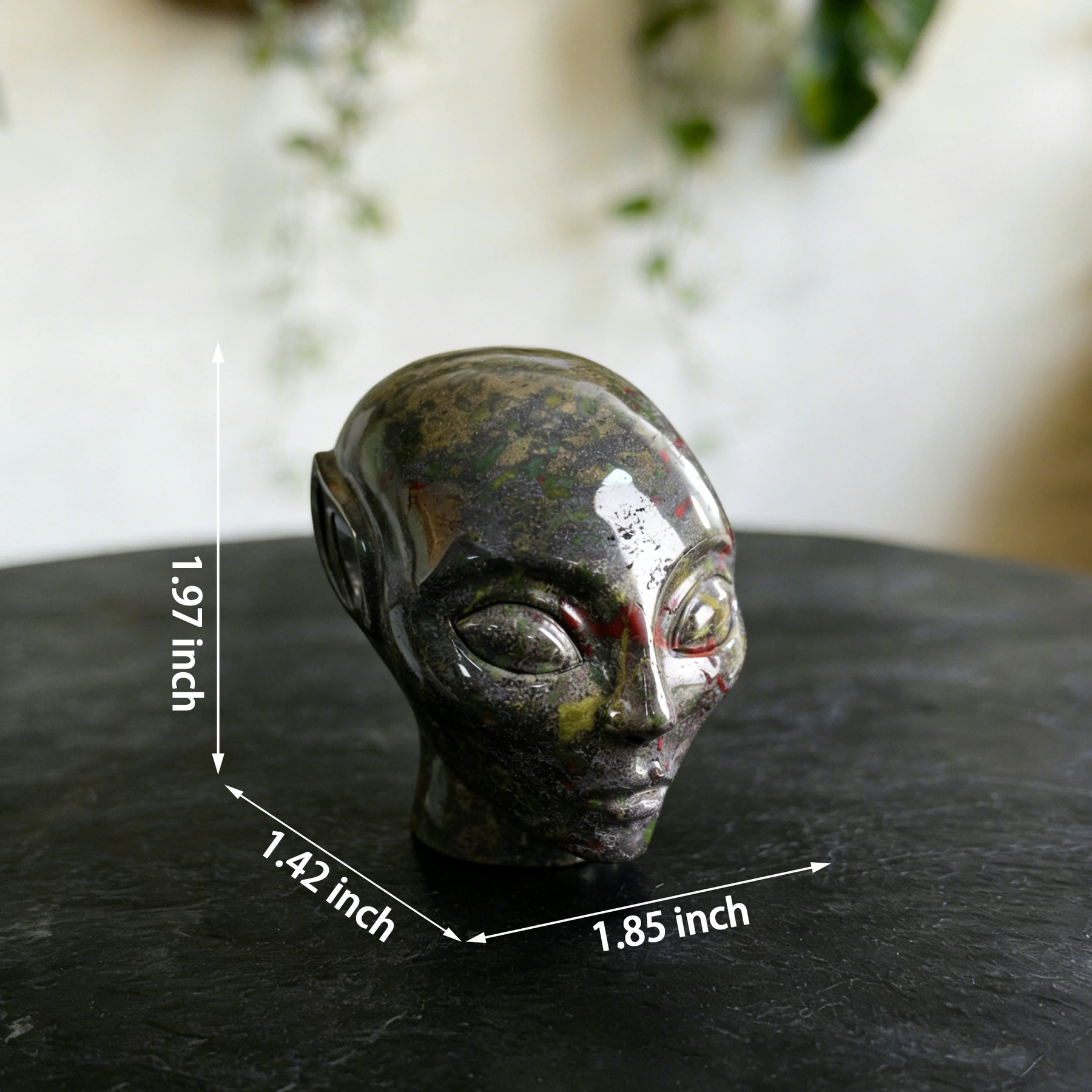 3.8 inch Dragon Bloodstone Alien Crystal Skull - Natural tone — view 2
