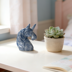 Blue Aventurine Unicorn Head Carving – Gemstone — view 8
