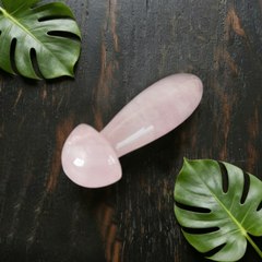 Rose Quartz Mushroom Acupressure Tool – Natural Healing Stone — view 4