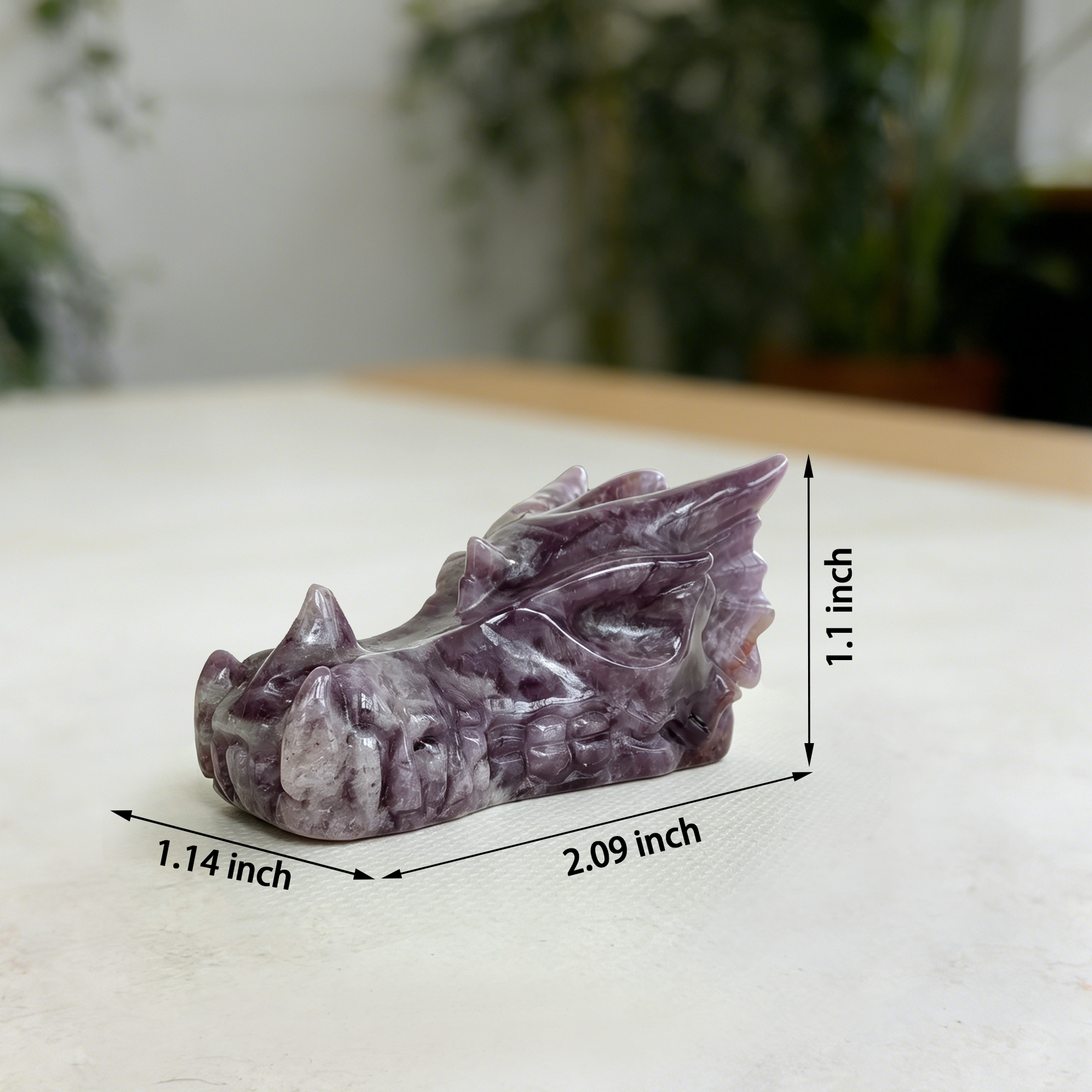 2 inch Dream Amethyst Chinese Dragon Skull - Natural Amethest Sculpture — view 2