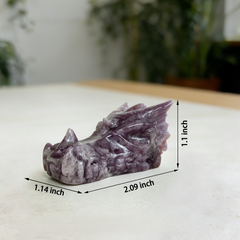 2 inch Dream Amethyst Chinese Dragon Skull - Natural Amethest Sculpture — view 2