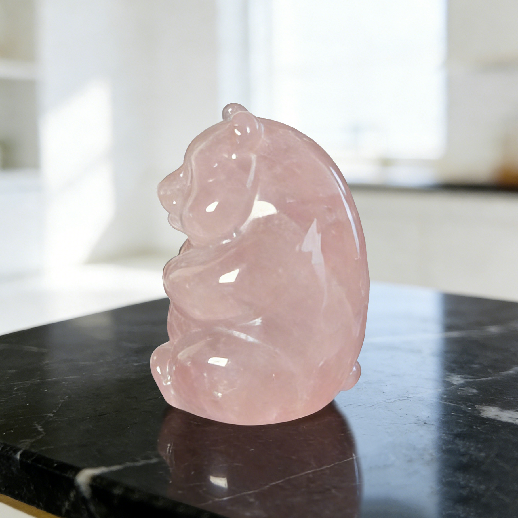 Rose Quartz Bear Carving – Gemstone Sculpture — view 8