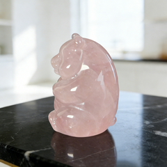 Rose Quartz Bear Carving – Gemstone Sculpture — view 8
