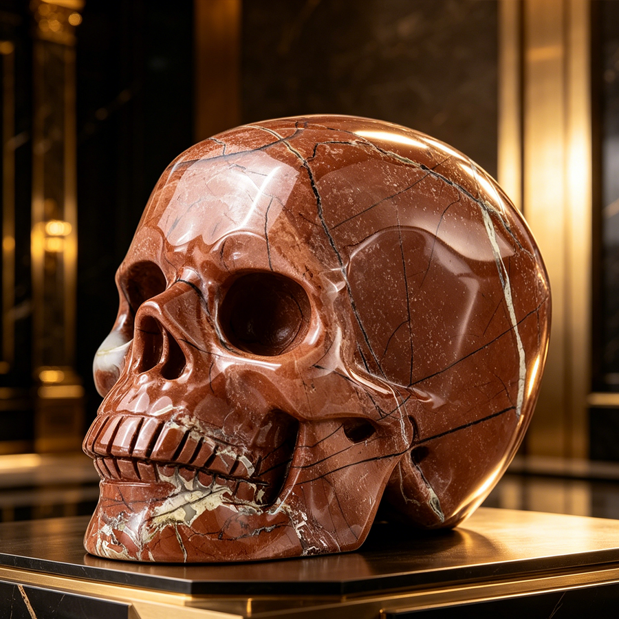 7-14 inch Red Jasper Crystal Skull - Titan Series Large Scale Crystal Skull — view 1