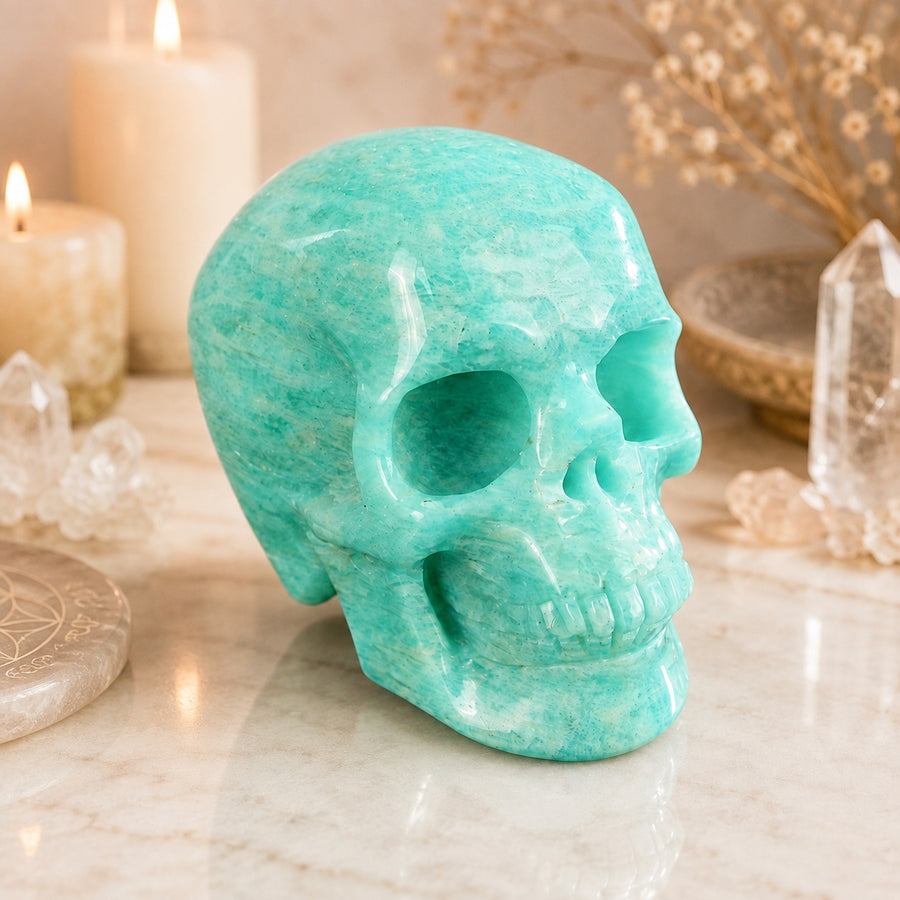 2,2 Zoll Amazonit-Totenkopf
