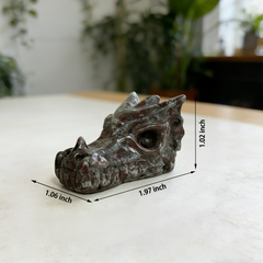 2 inch Yooperlite Chinese Dragon Skull - Natural Stone Sculpture — view 2