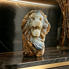 7.7 inch Yellow Chalcedony Lion Head Carving — view 8