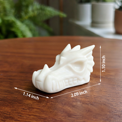 2 inch Ivory Jade Chinese Dragon Skull - Natural Jade Sculpture — view 2