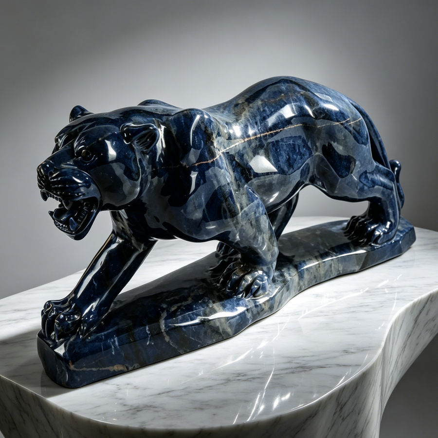 Blue Sodalite Leopard Sculpture — view 1