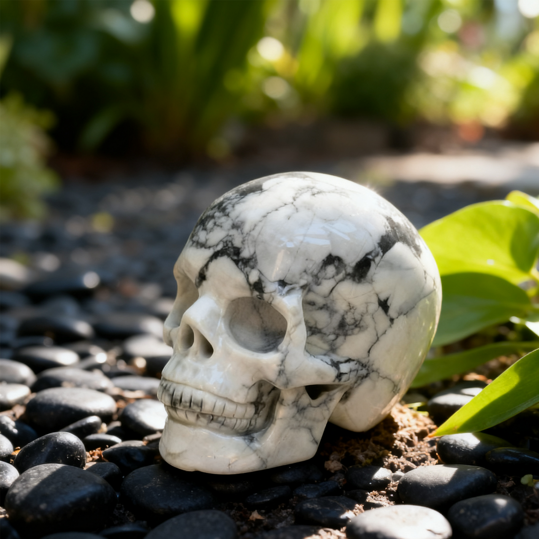 2 Inch White Howlite Turquoise Crystal Skull – Skull — view 7