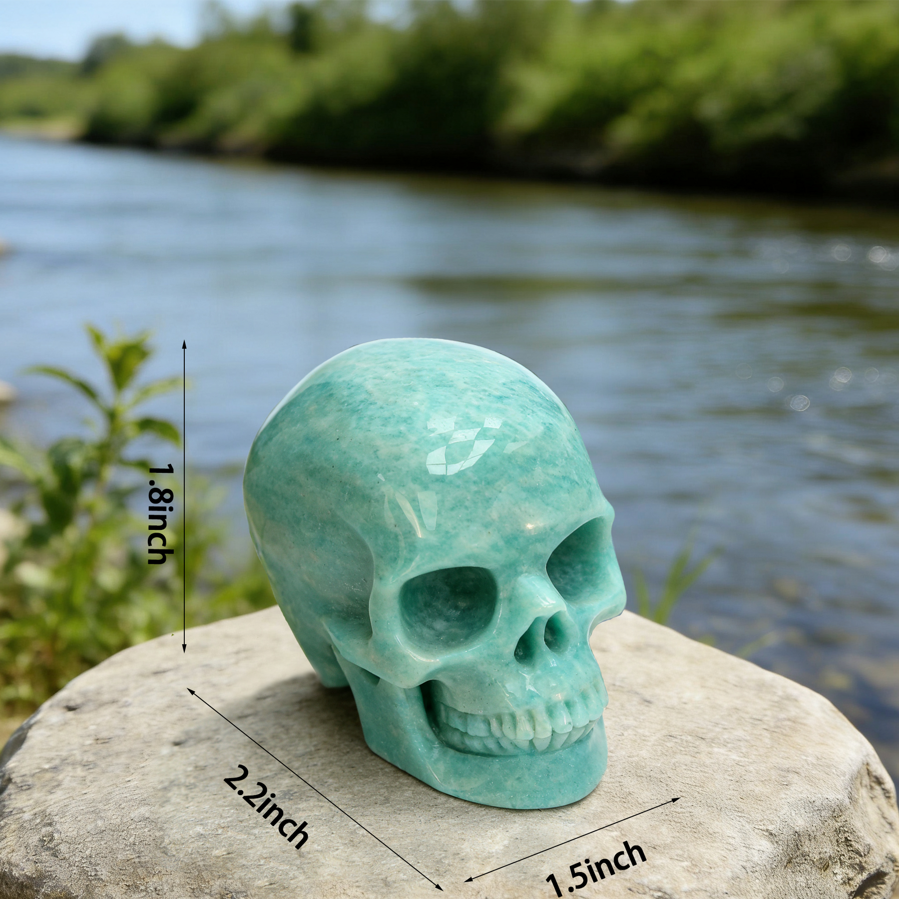 2 Inch Amazonite Crystal Skull – Mini Stone — view 2