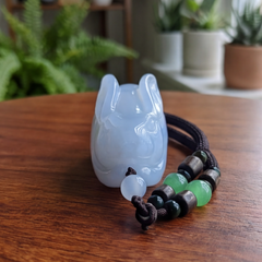 Blue Chalcedony Rabbit Pendant - Natural Crystal — view 8