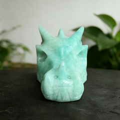 2 inch Amazonite Chinese Dragon Skull- Natural Jade Sculpture — view 8