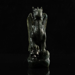 Labradorite Winged Dragon on Skull - Sculpture — view 8