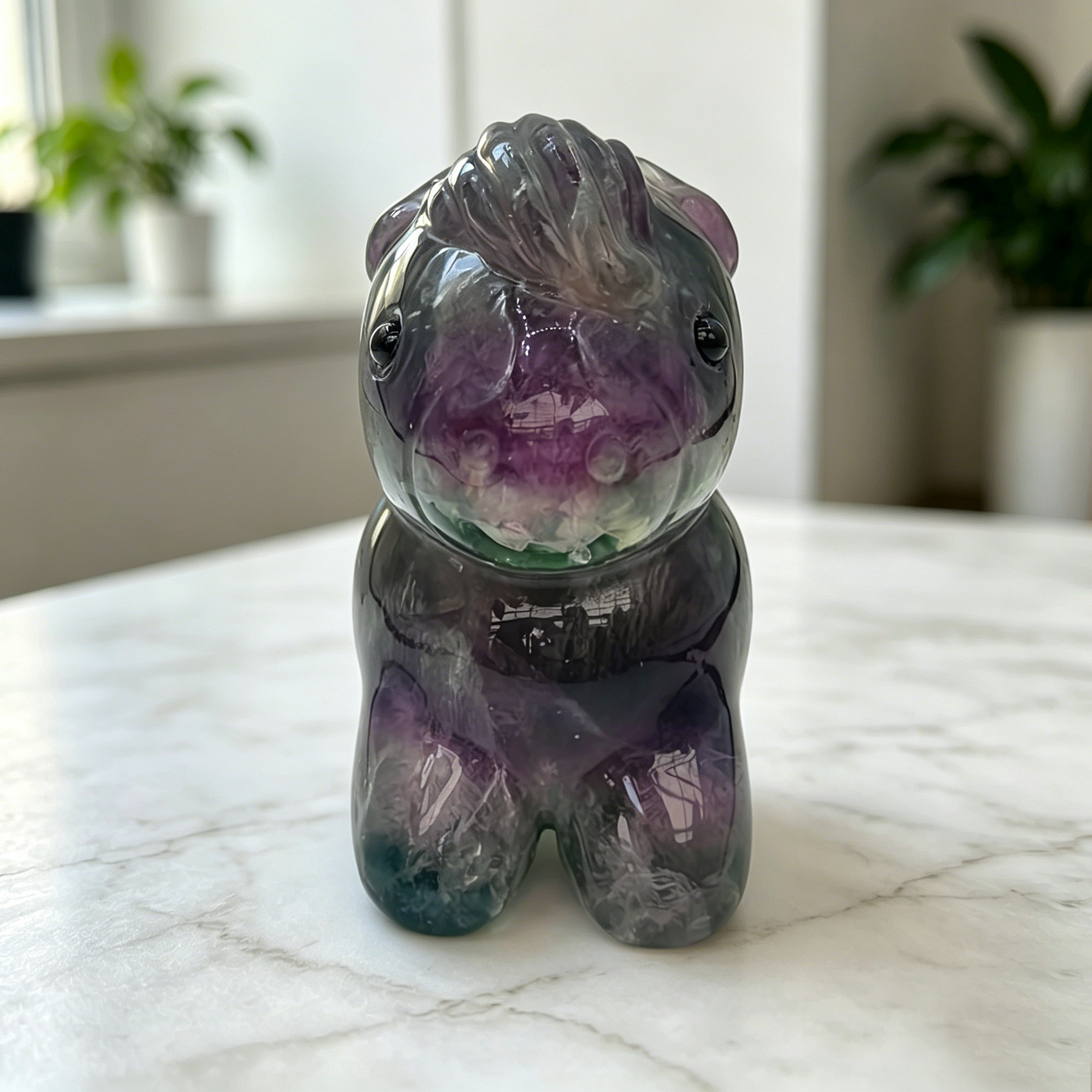Fluorite Cartoon Pony Jade Carving - Natural Jade — view 7