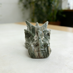2.5 inch Nine Dragon Jade Chinese Dragon Skull - Natural Jade — view 8