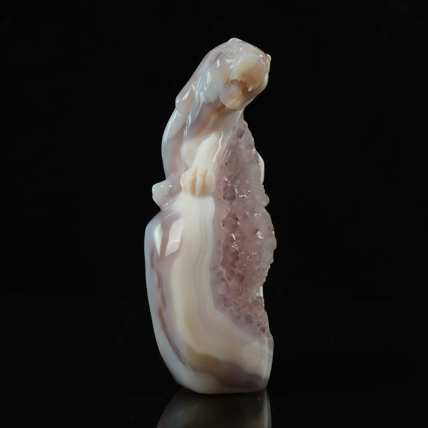 Pale Amethyst Cluster Tiger Carving - Sculpture — view 6