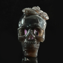 Amethyst Geode Skull with Scorpion - Natural Stone Sculpture — view 7