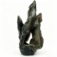 Natural Geode Agate Wolf Carving - Sculpture Carving — view 3