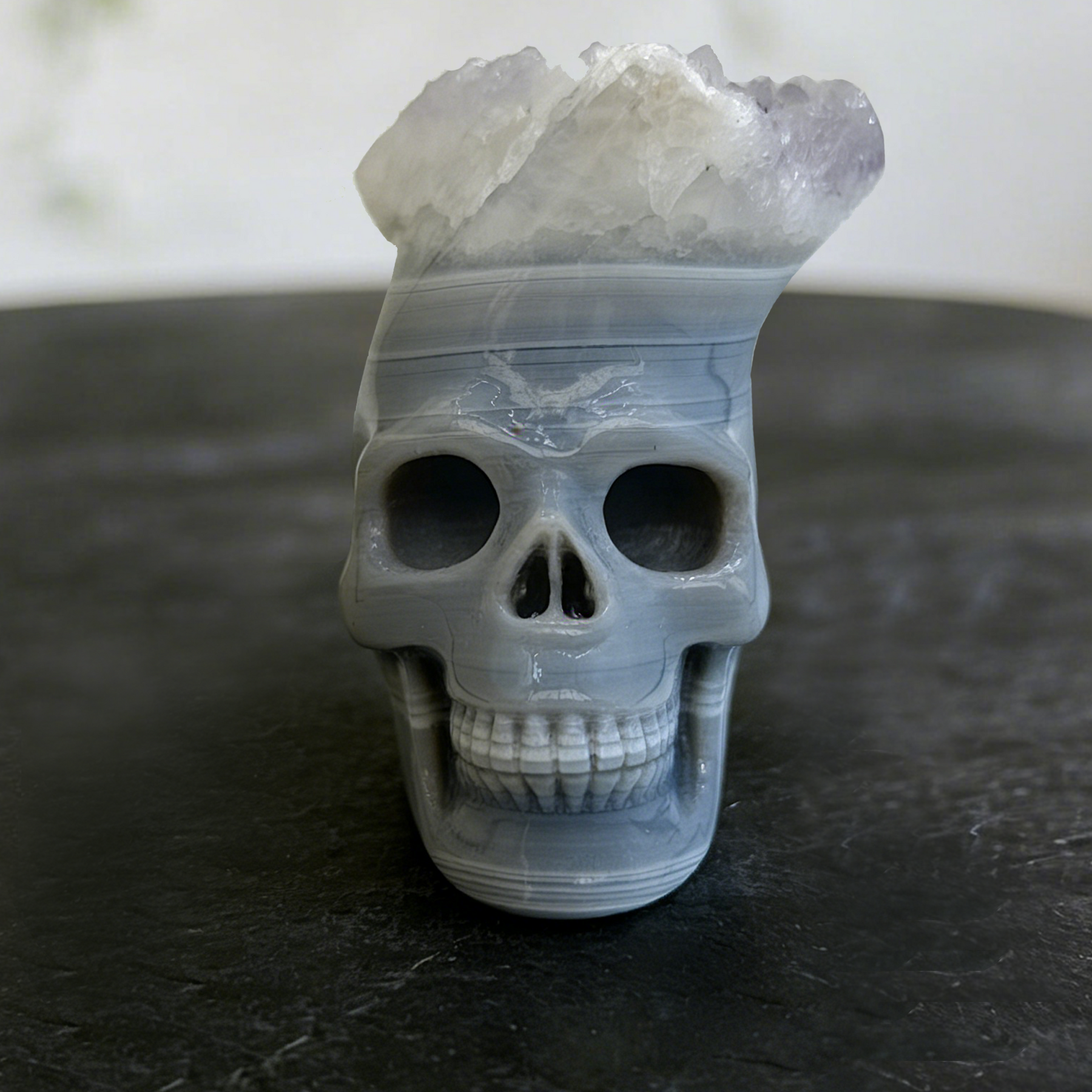 2.64 inch Amethyst Cluster Crown Crystal Skull - Natural Crystal — view 7