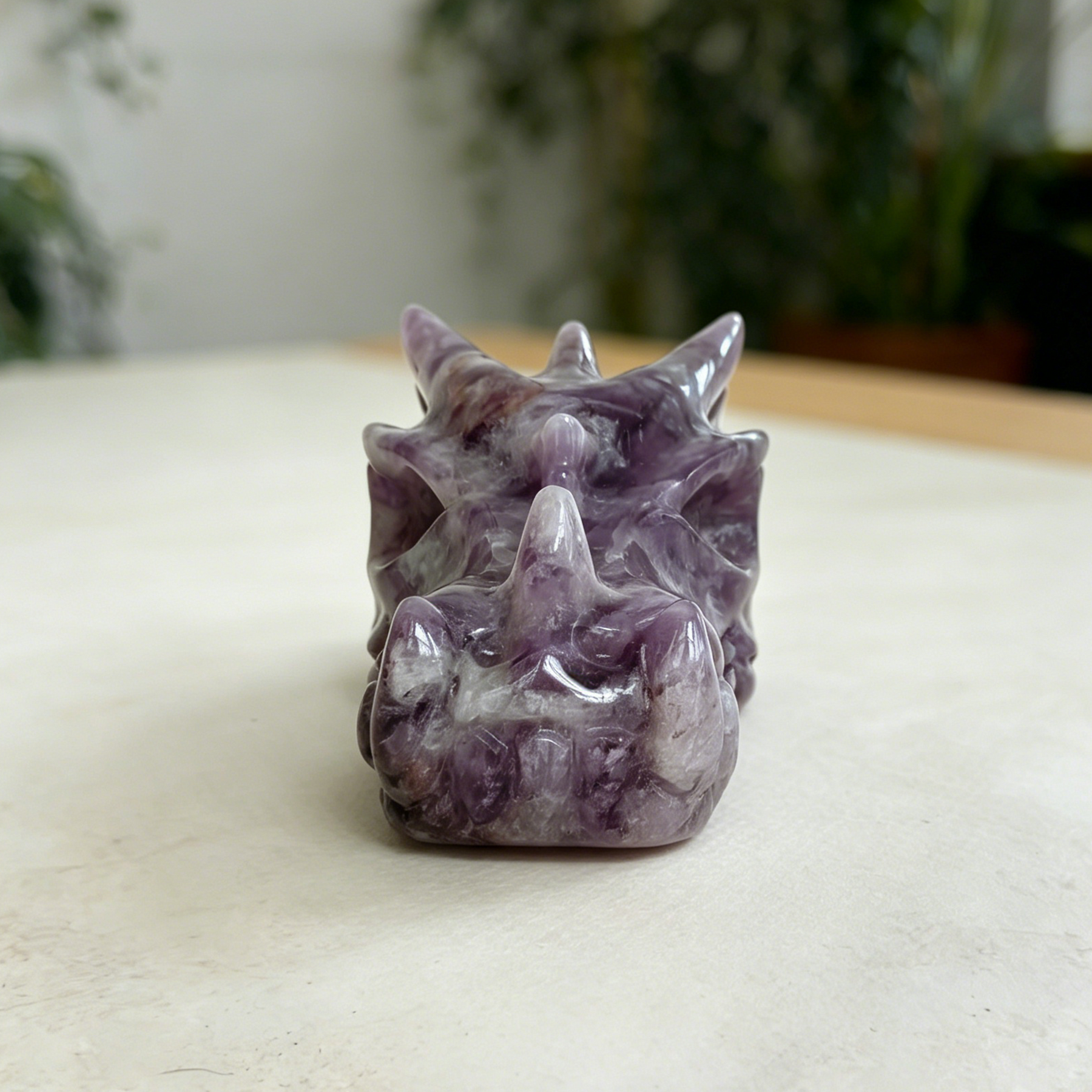 2 inch Dream Amethyst Chinese Dragon Skull - Natural Amethest Sculpture — view 8
