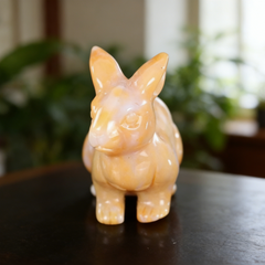 Yellow Chalcedony Rabbit Carving-Natural Stone Carving — view 7