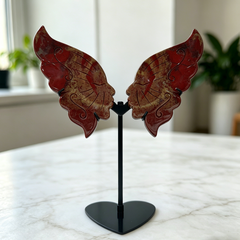 Red Jasper Butterfly Sculpture with Dual Face - Natural Jasper Carving — view 4