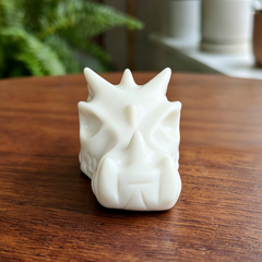 4.2 inch Ivory Jade Chinese Dragon Skull - Natural Jade Sculpture — view 8