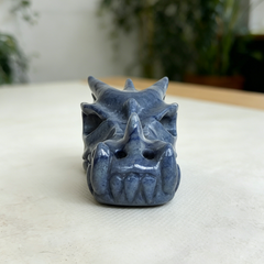 2.5 inch Blue Aventurine Chinese Dragon Skull - Natural Aventurine Carving — view 8