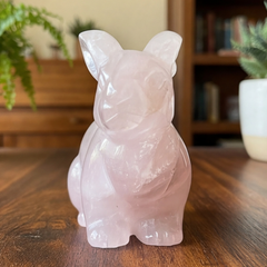 Rose Quartz Rabbit Carving - Natural Crystal — view 7