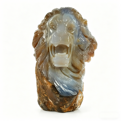 7.7 inch Yellow Chalcedony Lion Head Carving — view 4